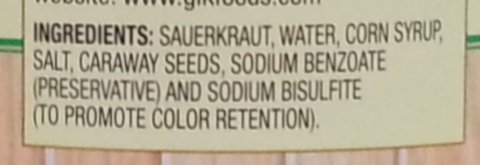 Sauerkraut Ingredients